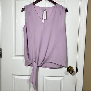 Naked Zebra Lavender Sleeveless V-Neck Top Ties At The Waist Women’s Size Small